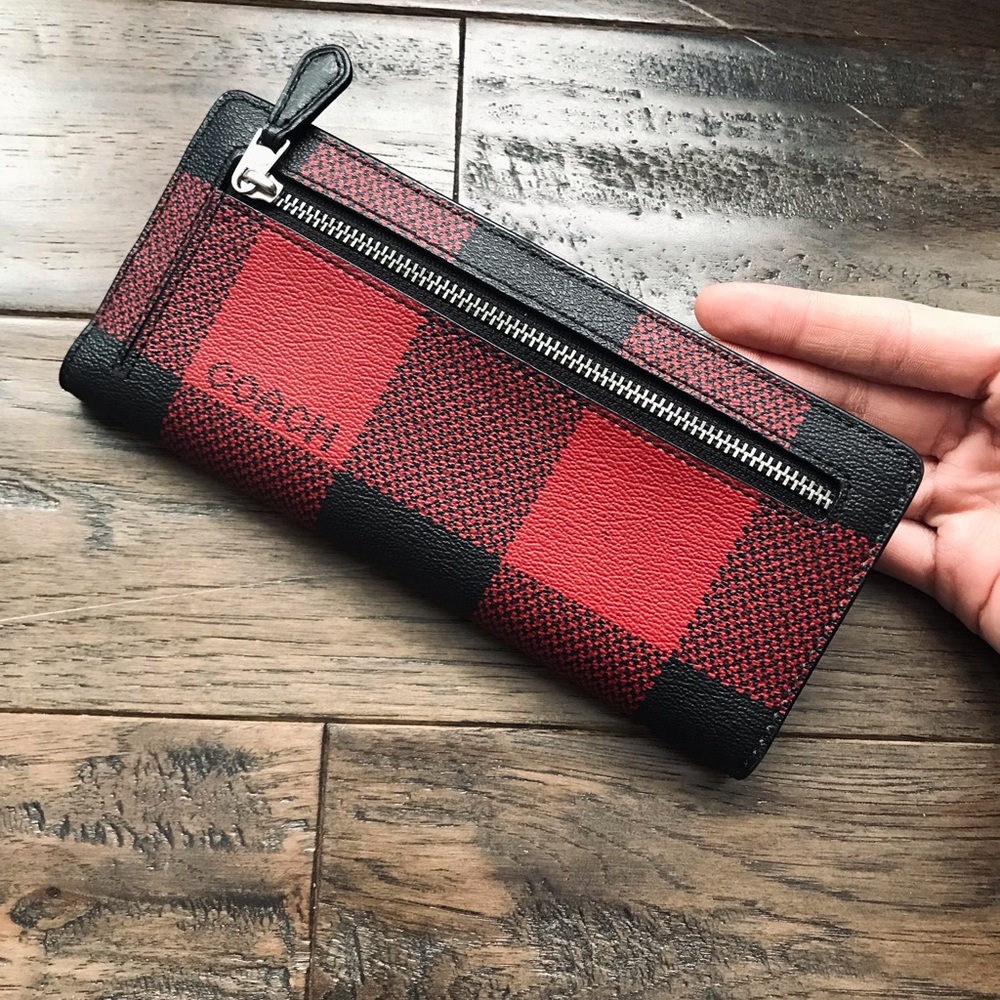 Coach Slim Snap Long Wallet, Buffalo Plaid Print, 7304 - Picture 2 of 12